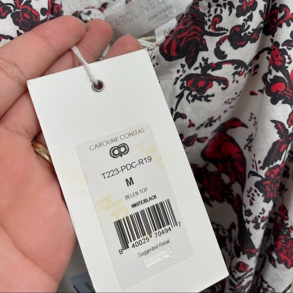 Caroline Constas Gabriella Off-the-Shoulder Bird & Floral Bustier Top - Picture 4 of 6